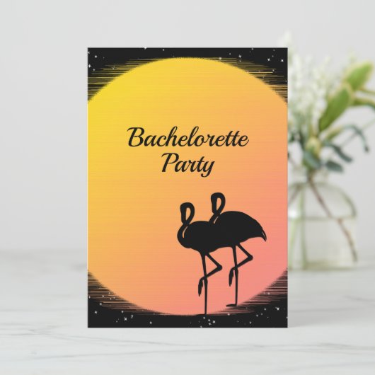 Flaming Setting Sun Evening Wedding Kaart (Staand voorkant)