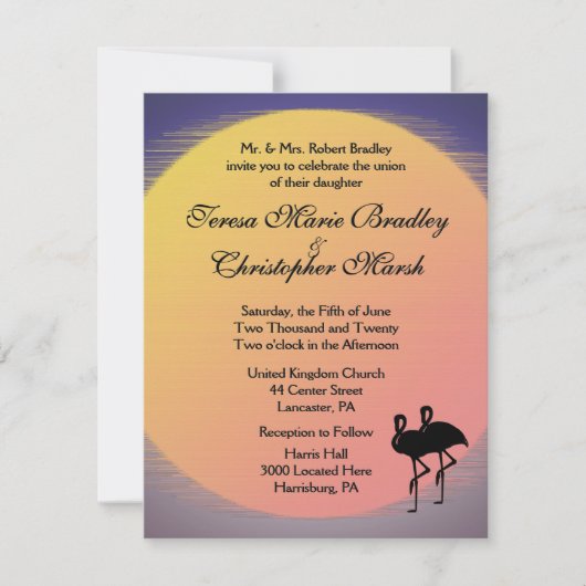 Flaming Setting Sun Evening Wedding Kaart (Voorkant)