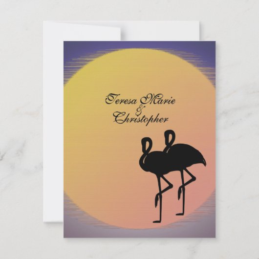 Flaming Setting Sun Evening Wedding Kaart (Achterkant)
