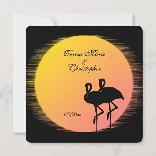 Flaming Setting Sun Evening Wedding Kaart (Achterkant)