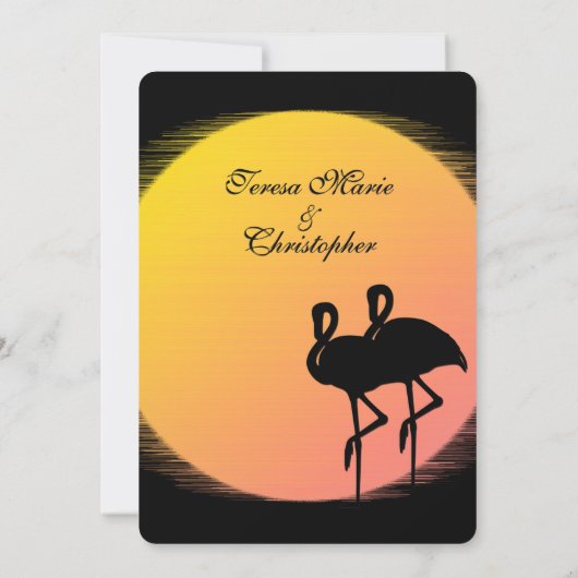 Flaming Setting Sun Evening Wedding Kaart (Achterkant)