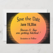 Flaming Setting Sun Evening Wedding Magnetische Uitnodiging (Voorkant)