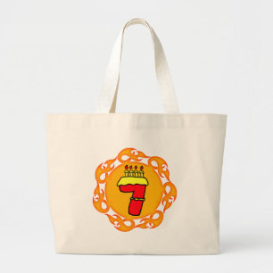 Flaming Seven 7th Birthday Gifts Grote Tote Bag
