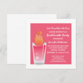 Flaming Shot Bachelorette Party Invite, Roze Kaart (Voorkant / Achterkant)