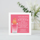 Flaming Shot Bachelorette Party Invite, Roze Kaart (Staand voorkant)