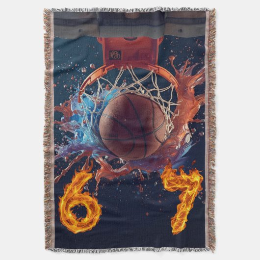 Flaming Six Seven Basketball Scoring Thru Hoop Deken (Voorkant Verticaal)