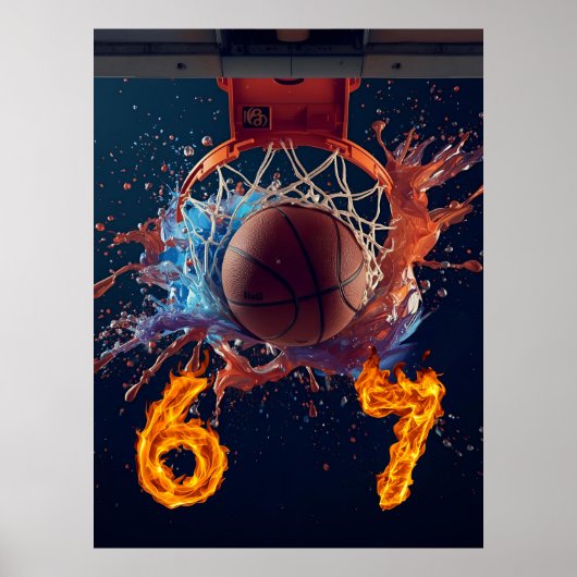 Flaming Six Seven Basketball Scoring Thru Hoop Poster (Voorkant)