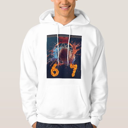 Flaming Six Seven Basketball Thru Hoop Scoring Hoodie (Voorkant)