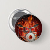 Flaming Skeleton op Drums Button (Voorkant /achterkant)