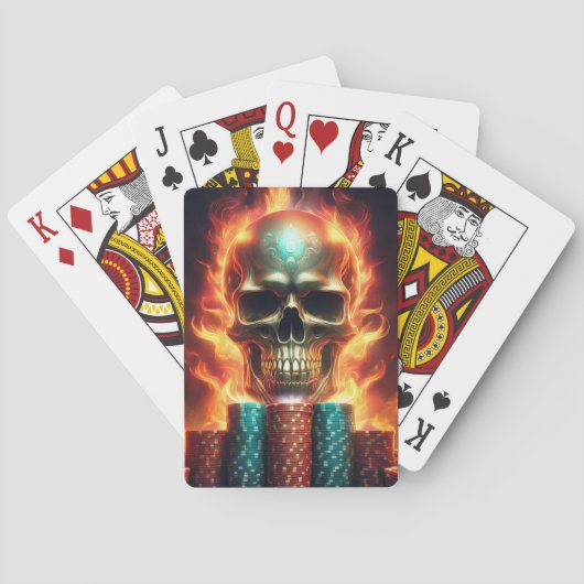 Flaming Skull-afspeelkaarten Pokerkaarten (Achterkant)
