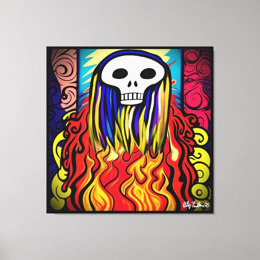 Flaming Skull Art Canvas Afdruk (Voorkant)