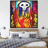 Flaming Skull Art Canvas Afdruk (Insitu (Slaapkamer))