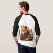 Flaming Skull bike Rock & Roll Embleem T-Shirt (Achterkant volledig)