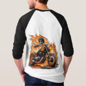 Flaming Skull bike Rock & Roll Embleem T-Shirt (Achterkant)