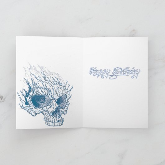 Flaming Skull Birthday Kaart (Binnen)