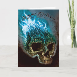 Flaming Skull Birthday Kaart