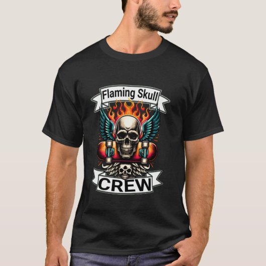 Flaming Skull Crew Skateboarding T-shirt (Voorkant)