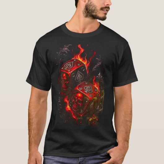 Flaming Skull Dice - High Stakes Rebel Graphic T-shirt (Voorkant)