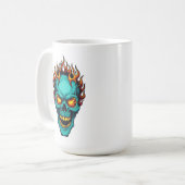 Flaming Skull Graphic Vintage Style, Halloween  Koffiemok (Voorkant links)