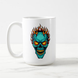 Flaming Skull Graphic Vintage Style, Halloween  Koffiemok