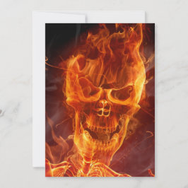 Flaming Skull Halloween Invitation w/Bloody Text Kaart