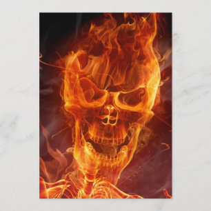Flaming Skull Halloween Invitation w/Bloody Text Kaart