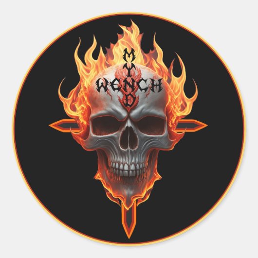 Flaming Skull Heavy Metal Rock Band Sticker Pro  (Voorkant)
