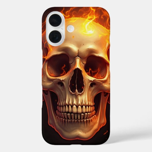 Flaming Skull iPhone 16 Hoesje (Achterkant)