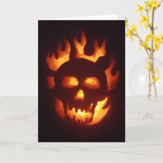 "Flaming Skull Jack-O'-Lantern"-kaart van Hwe Kaart (Gele Bloem)