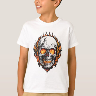Flaming Skull Logo Kinder’ Ronde T-Shirt Design