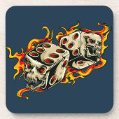 Flaming Skull Lucky Dice. Onderzetter (Voorkant)