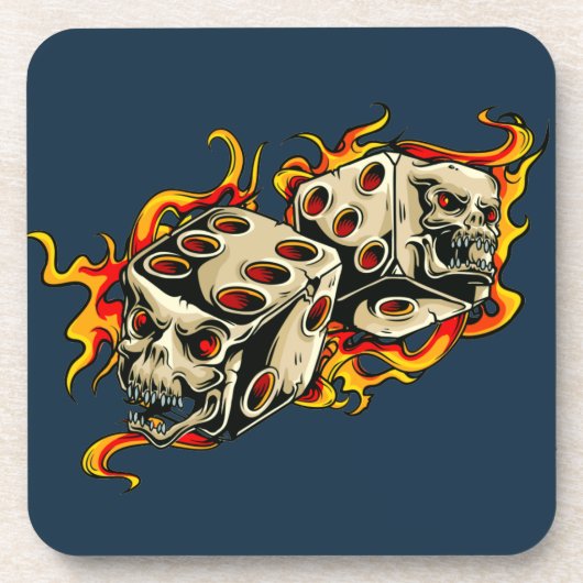 Flaming Skull Lucky Dice. Onderzetter (Voorkant)