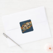 Flaming Skull Lucky Dice. Vierkante Sticker (Envelop)