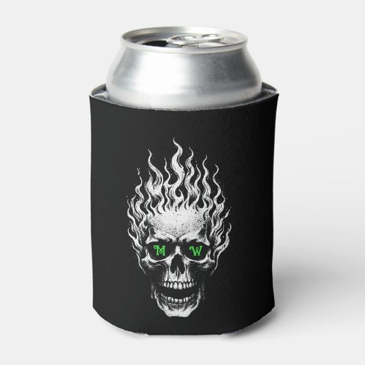 Flaming Skull Personalized Blikjeskoeler (Blikje Voorkant)