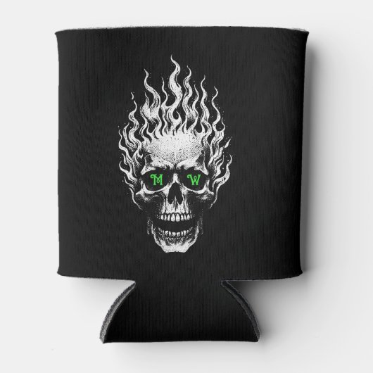 Flaming Skull Personalized Blikjeskoeler (Voorkant)
