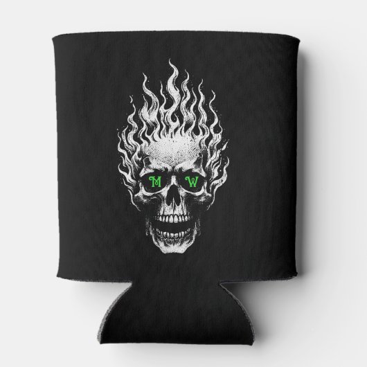 Flaming Skull Personalized Blikjeskoeler (Achterkant)