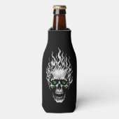 Flaming Skull Personalized Flesjeskoeler (Fles Voorkant)