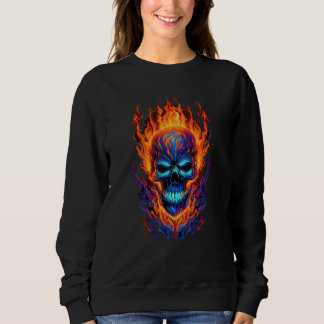 Flaming Skull Red Orange & Blue Cool Skeleton Skul Trui