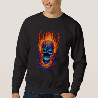 Flaming Skull Red Orange & Blue Cool Skeleton Skul Trui