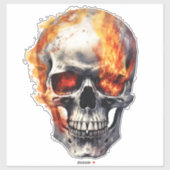 Flaming Skull Suitcase, laptop Sticker (Vel)