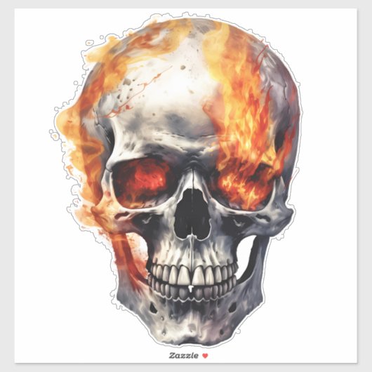 Flaming Skull Suitcase, laptop Sticker (Vel)