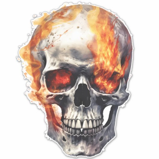 Flaming Skull Suitcase, laptop Sticker (Voorkant)