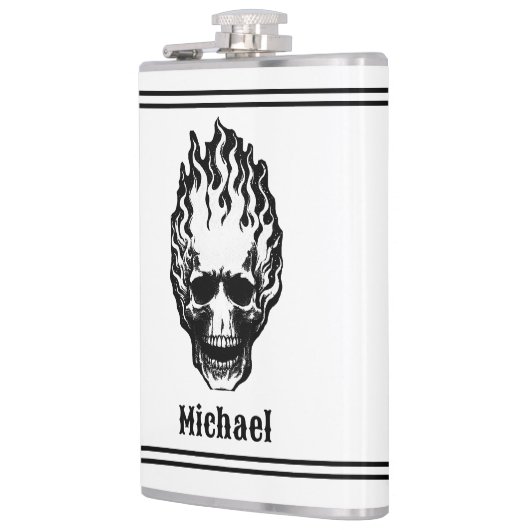 Flaming Skulls Personalized Heupfles (Links)