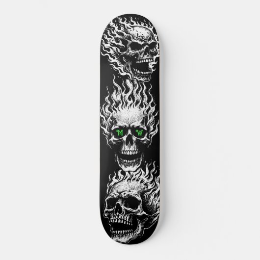 Flaming Skulls Personalized Persoonlijk Skateboard (Voorkant)