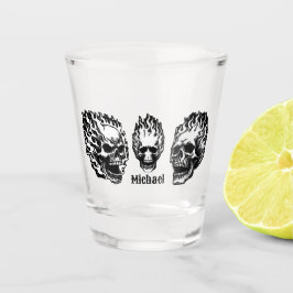 Flaming Skulls Personalized Shot Glas