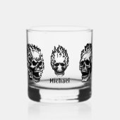 Flaming Skulls Personalized Whisky Glas (Voorkant)