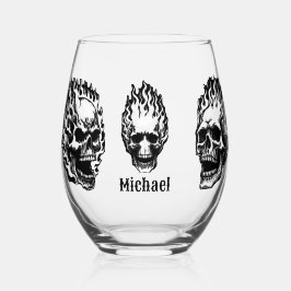 Flaming Skulls Personalized Wijnglas Zonder Voet