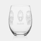 Flaming Skulls Personalized Wijnglas Zonder Voet (Achterkant)