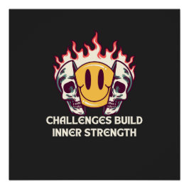 Flaming Smiley Gezicht met Schedels – Motivatie In Perfect Poster