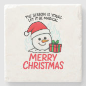 Flaming Snowman Christmas Festive Drink Stenen Onderzetter (Voorkant)